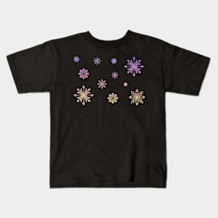 Pastel Ombre Faux Glitter Snowflakes Kids T-Shirt